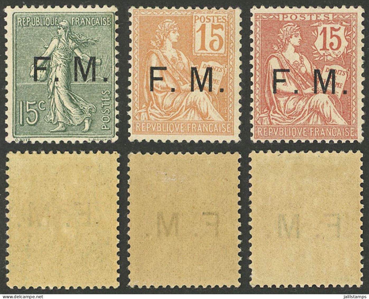 FRANCE: Yvert 1/3, 1901/4 Complete Set Of 3 Mint Values, VF Quality! - Other & Unclassified