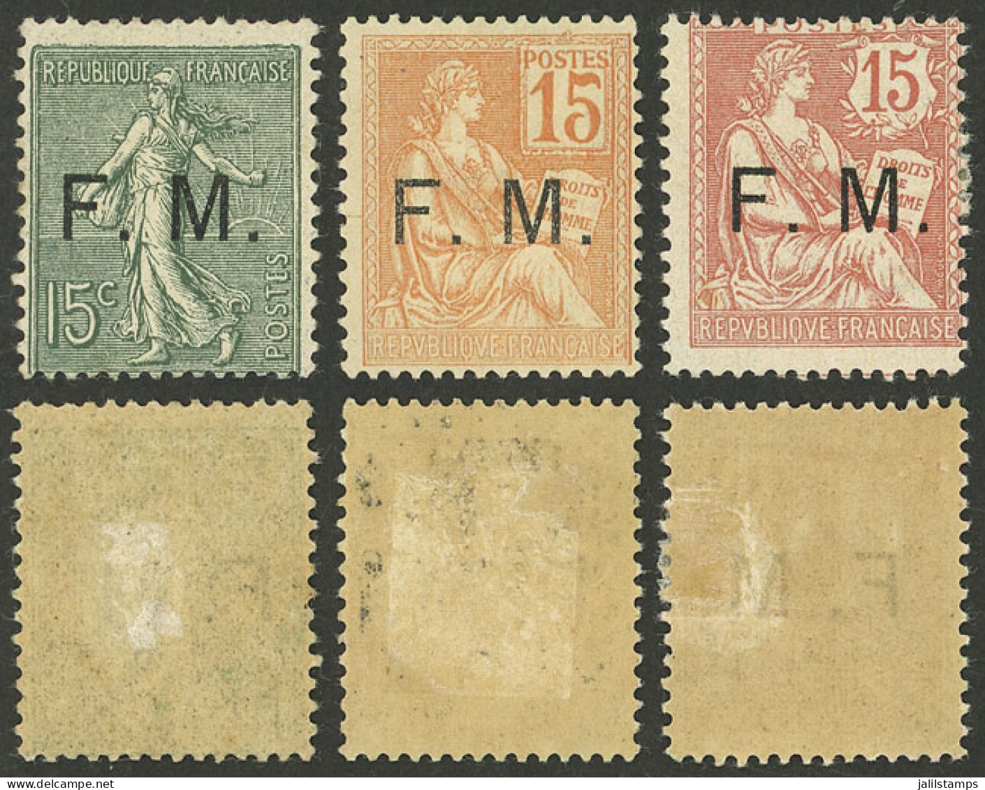 FRANCE: Yvert 1/3, 1901/4 Complete Set Of 3 Mint Values, Hinged, Good Fronts! - Altri & Non Classificati