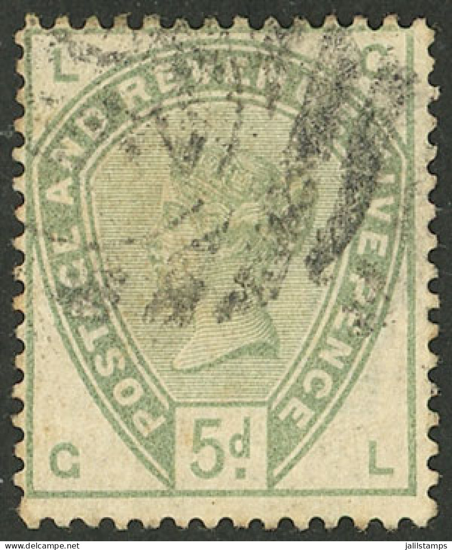 GREAT BRITAIN: Sc.104, 1883/4 5p. Green, Used, Good Example! - Autres & Non Classés