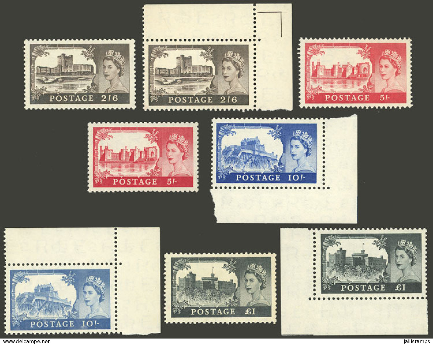 GREAT BRITAIN: Sc.309/312, 1955 2 Complete Sets Of 4 Values Each, Printed By De La Rue And Waterlow, MNH, Very Fine Qual - Sonstige & Ohne Zuordnung