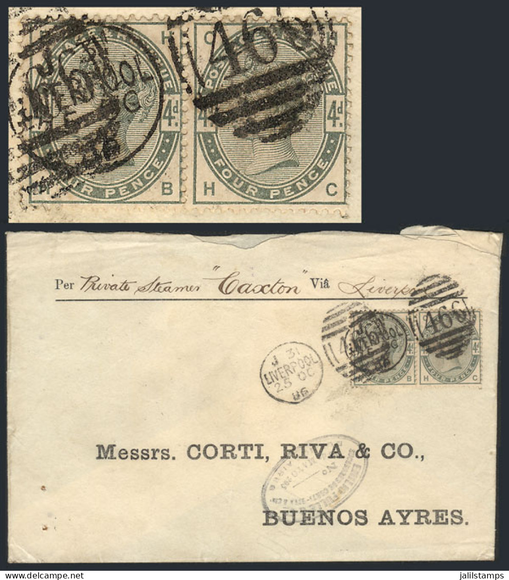 GREAT BRITAIN: 25/OCT/1886 LIVERPOOL - Buenos Aires: Cover Franked By Pair Sc.103, Duplex Cancel And Buenos Aires Arriva - Autres & Non Classés