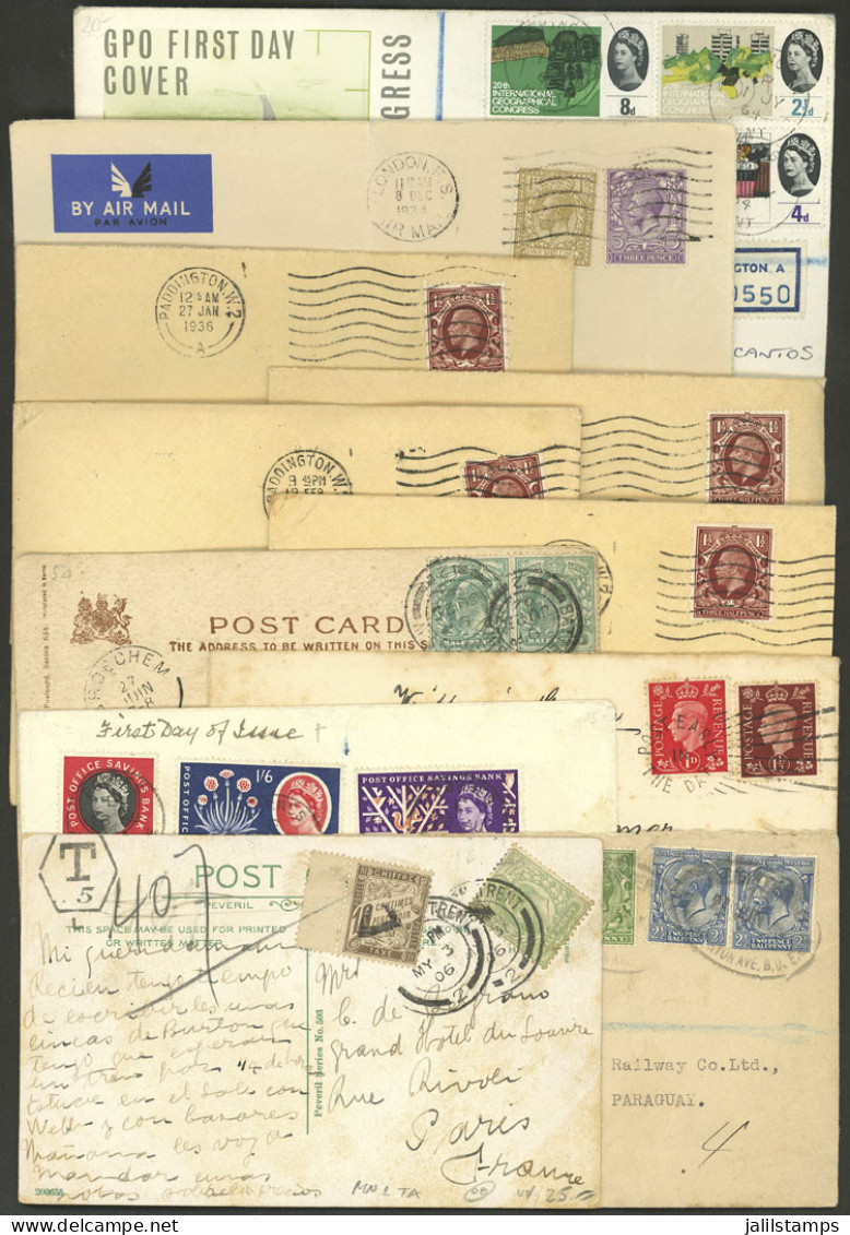 GREAT BRITAIN: 11 Covers Or Cards Used Between 1902 And 1964, Interesting Lot, Low Start! IMPORTANT: Please View ALL The - Altri & Non Classificati