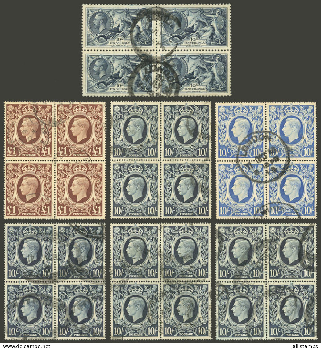 GREAT BRITAIN: Lot Of Stamps Of High Value In Used Blocks Of 4, In General Of Fine To Very Fine Quality, Scott Catalog V - Autres & Non Classés