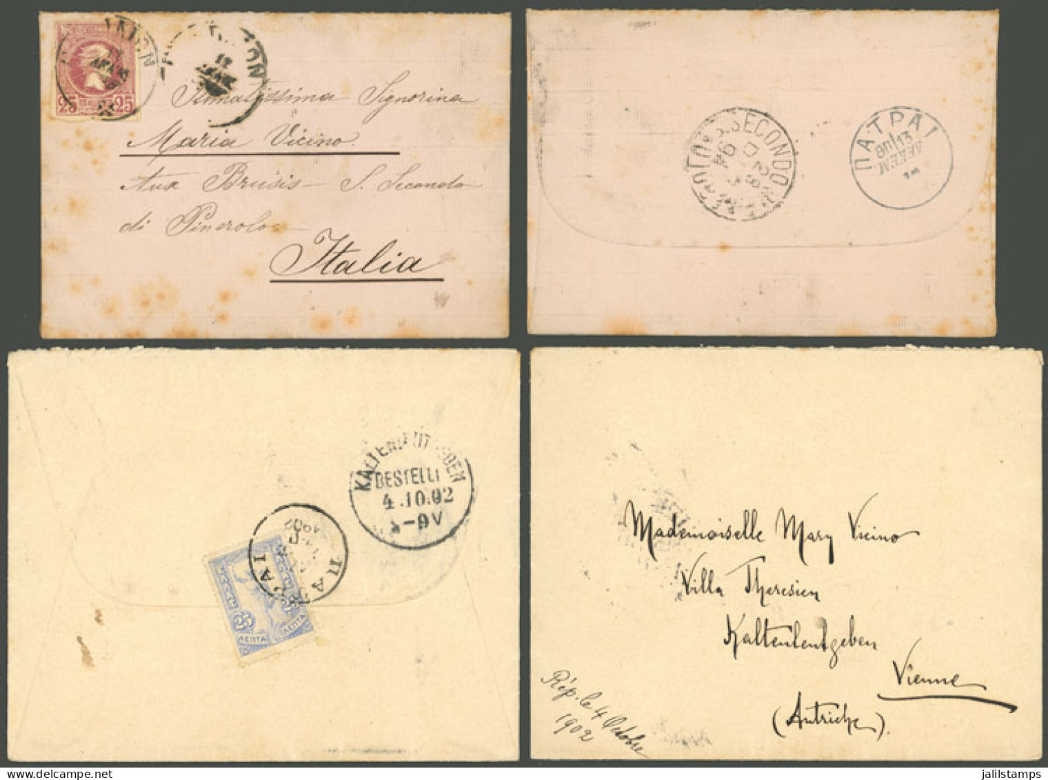 GREECE: 2 Covers Sent To Italy In 1894 And Austria In 1902, VF! - Autres & Non Classés