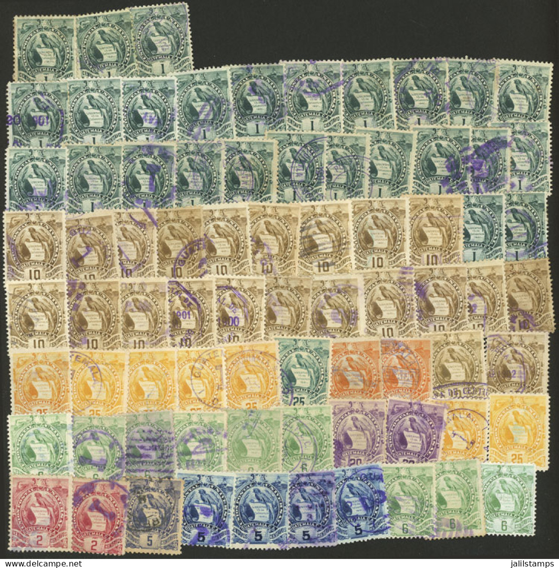 GUATEMALA: CANCELS: Lot Of Used "Quetzals", Most Engraved (1900/2 Issue) And Postally Used, Fine General Quality, Very I - Guatemala