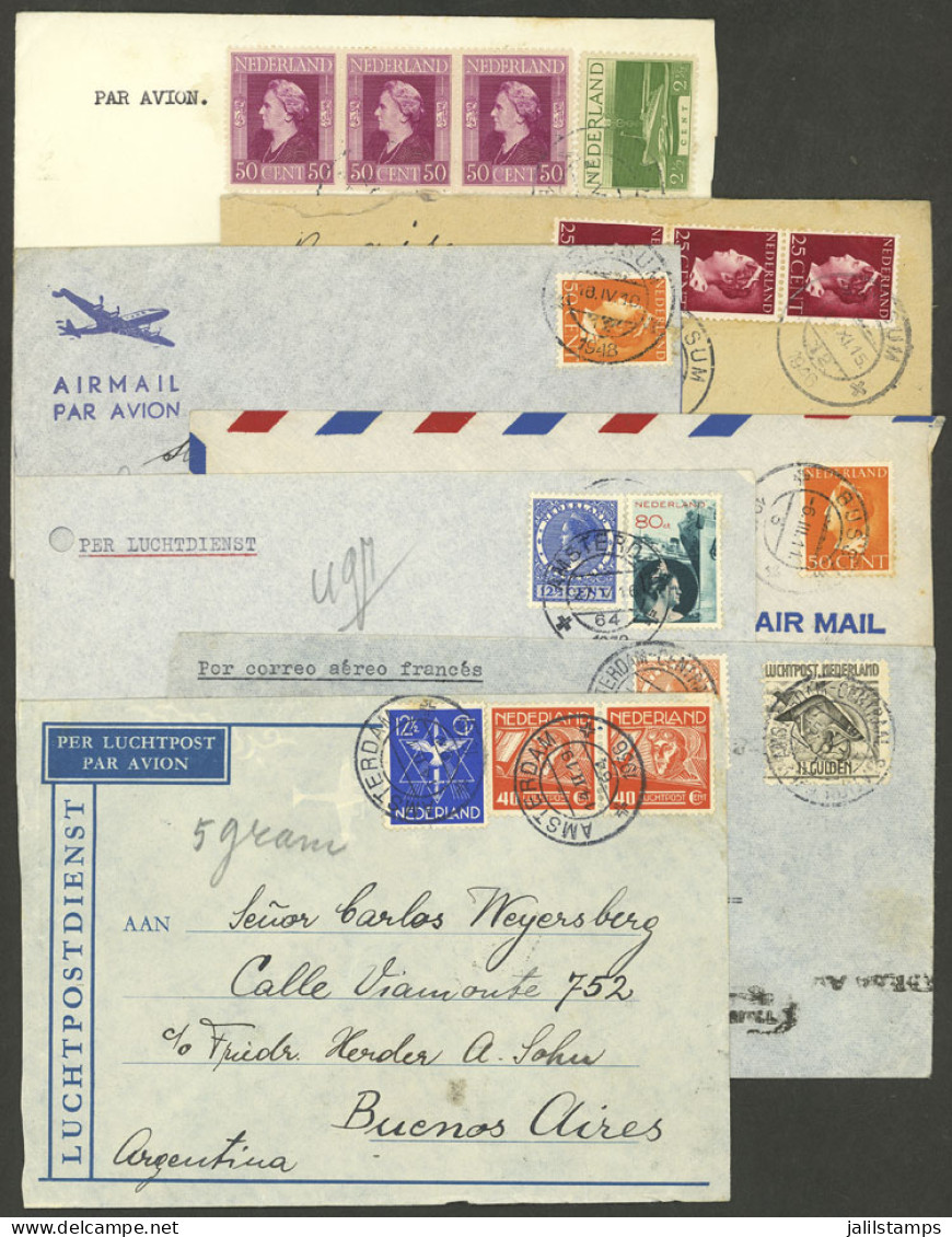 NETHERLANDS: 7 Airmail Covers Sent To Argentina Between 1936 And 1948, Most Of Fine Quality, There Are Attractive Franki - Other & Unclassified