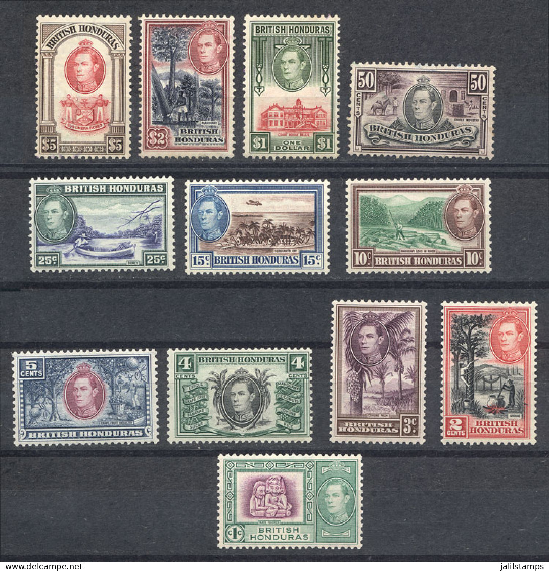 BRITISH HONDURAS: Sc.115/126, 1938 Complete Set Of 12 Values, Very Fine Quality, Catalog Value US$77.85 - Honduras Británica (...-1970)