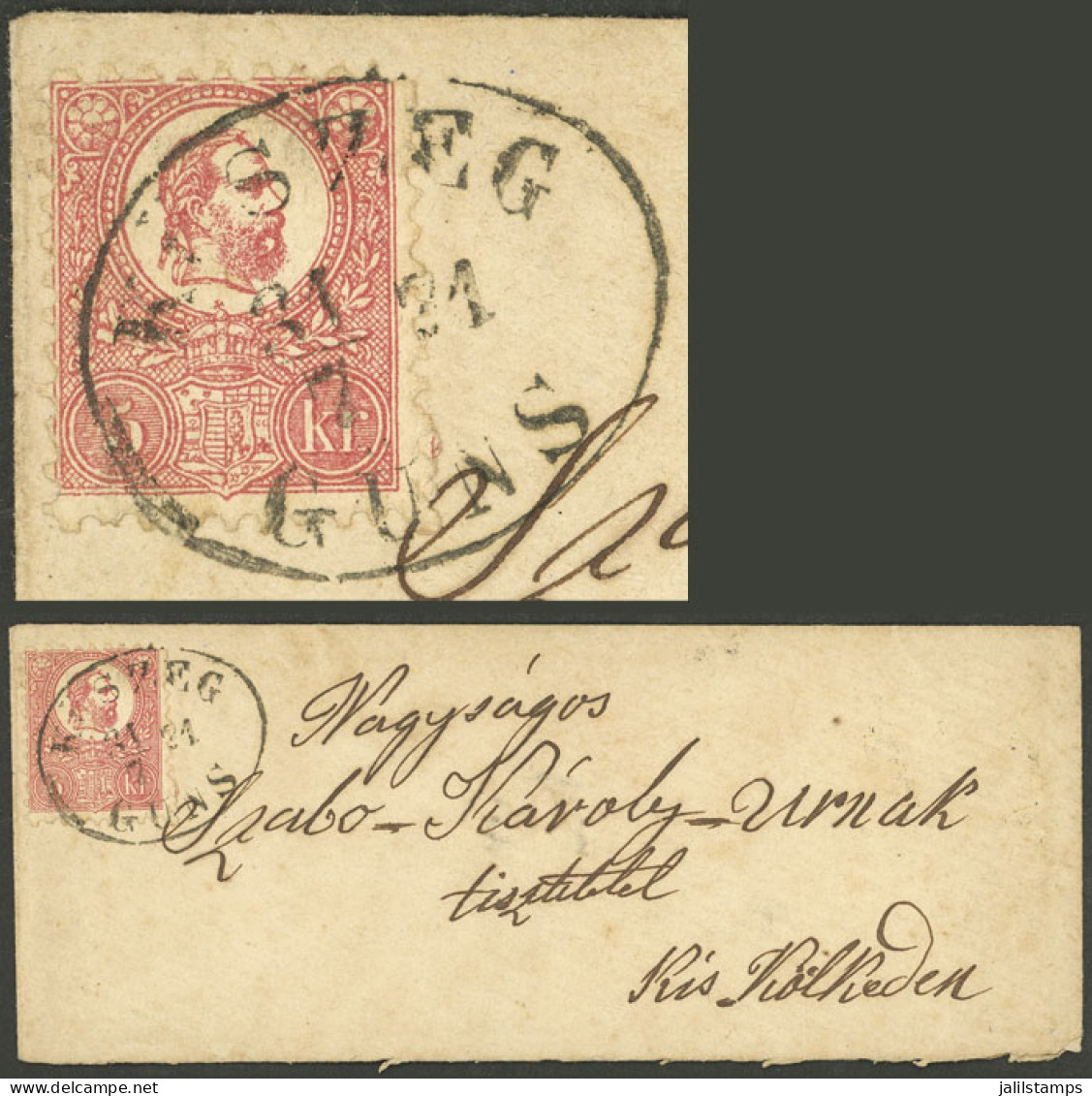 HUNGARY: Sc.3, 1871 5Kr. Rose, Lithographed, Franking A Cover Used On 31/JUL/1871, Very Fine Quality! - Sonstige & Ohne Zuordnung