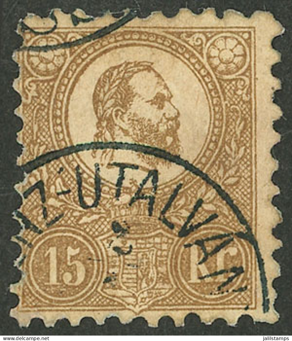 HUNGARY: Yvert 5, 1871 15k. Bistre, Lithographed, Very Nice Example! - Other & Unclassified