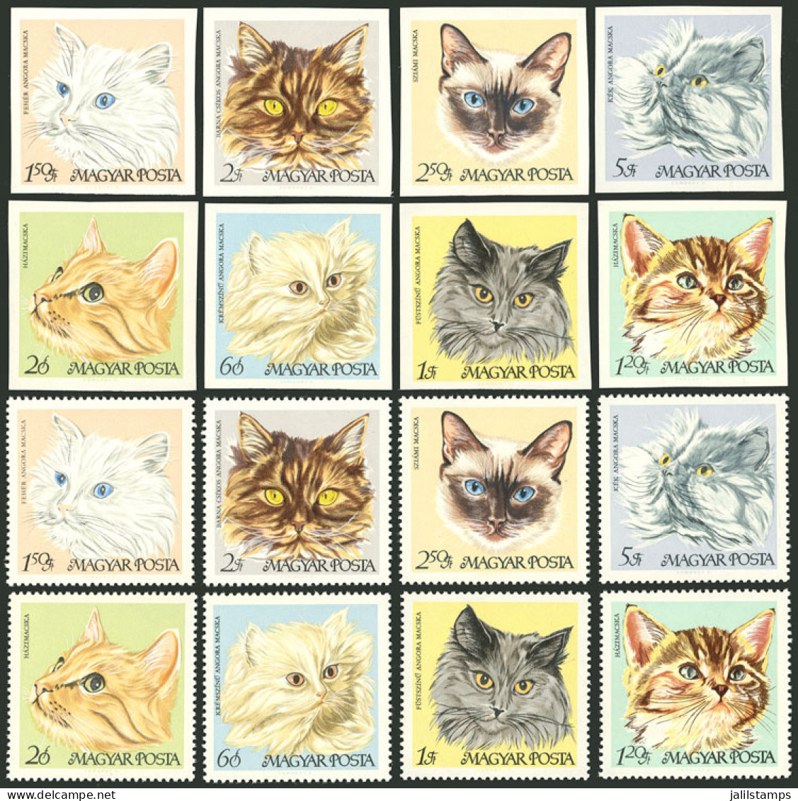 HUNGARY: Sc.1880/1887, 1968 Cats, Complete Set Of 8 Values, Perforated And IMPERFORATE, MNH, Excellent Quality! - Other & Unclassified