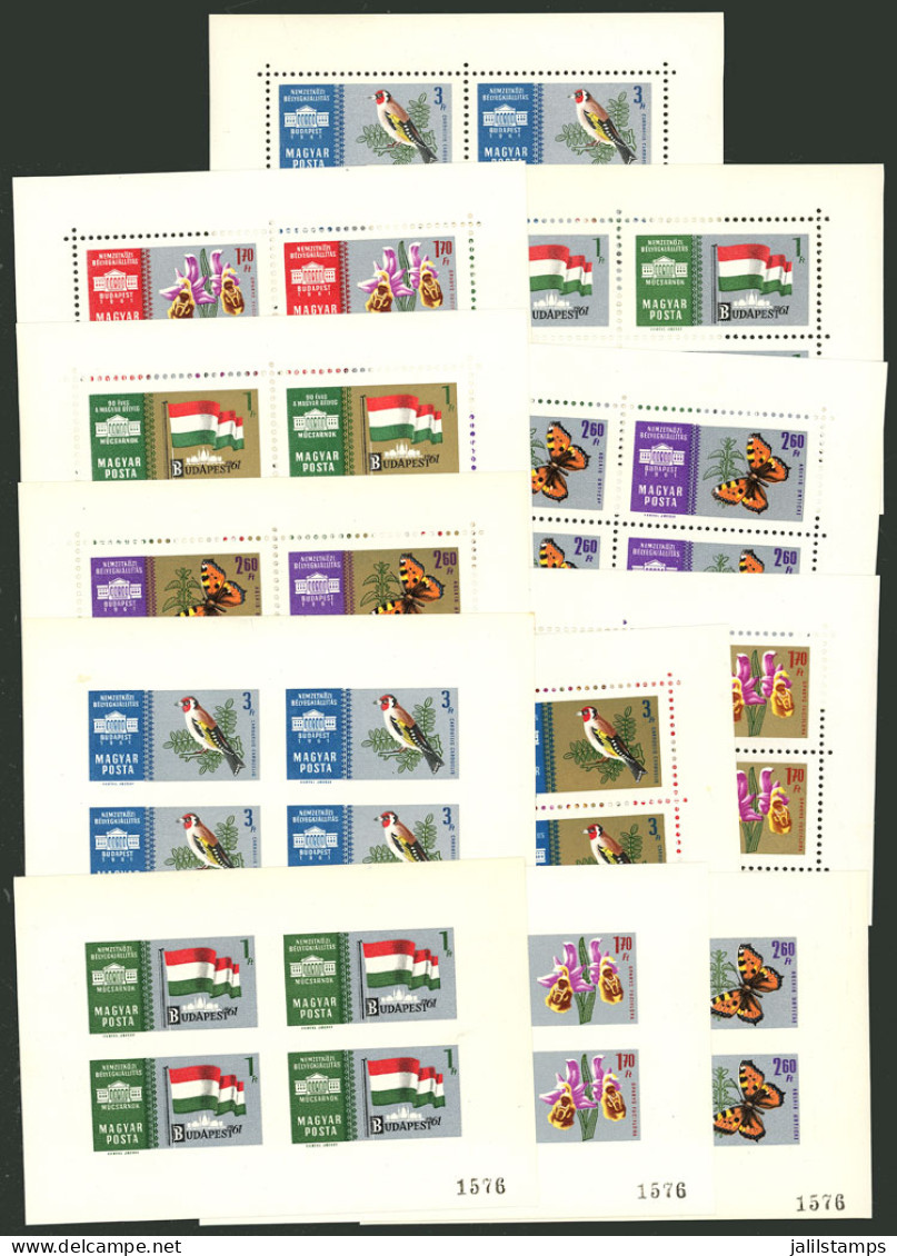 HUNGARY: 1961 Budapest Exposition, Complete Set Of 8 Perforated S.sheets + The 4 IMPERFORATE Values With Silver Backgrou - Sonstige & Ohne Zuordnung