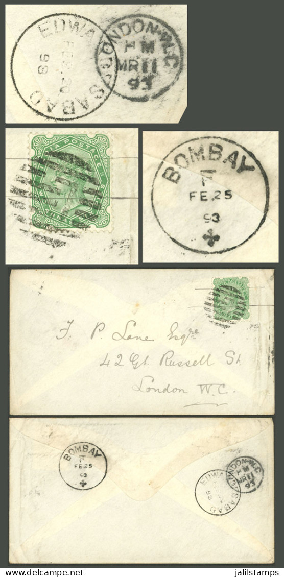 INDIA: Cover Sent To London On 20/FE/1893, Very Fine Quality! - Sonstige & Ohne Zuordnung