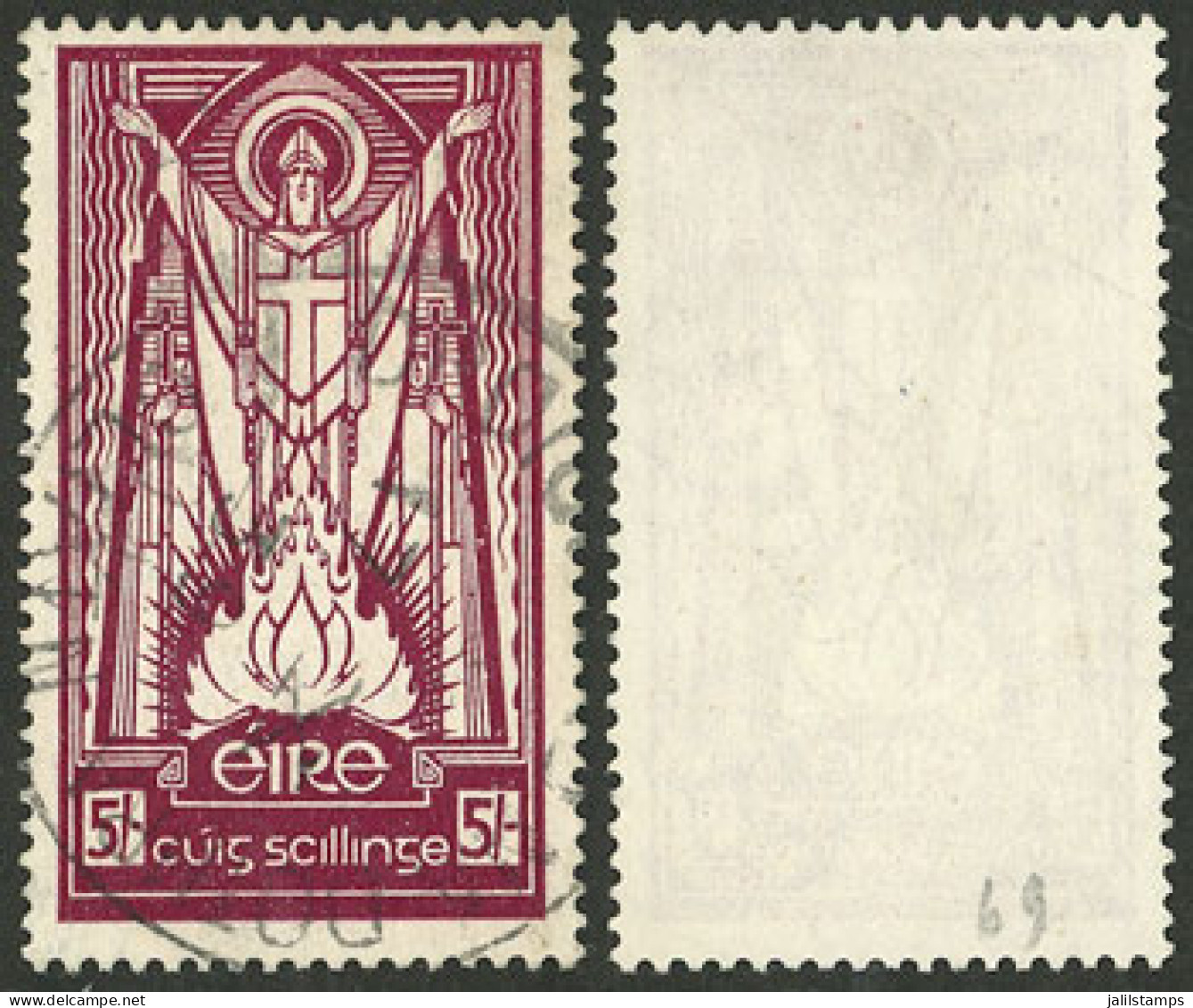 IRELAND: Sc.97, 1937 5s. Violet-chestnut, Used, Very Fine Quality! - Sonstige & Ohne Zuordnung