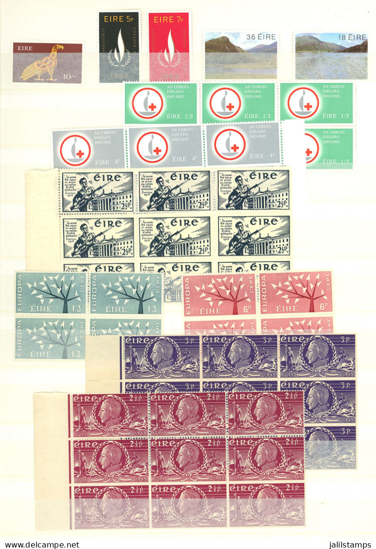 IRELAND: Important Stock Of Used Or Mint Stamps (most MNH) In 3 Stockbooks, Including Many Modern Issues, Large Blocks O - Autres & Non Classés