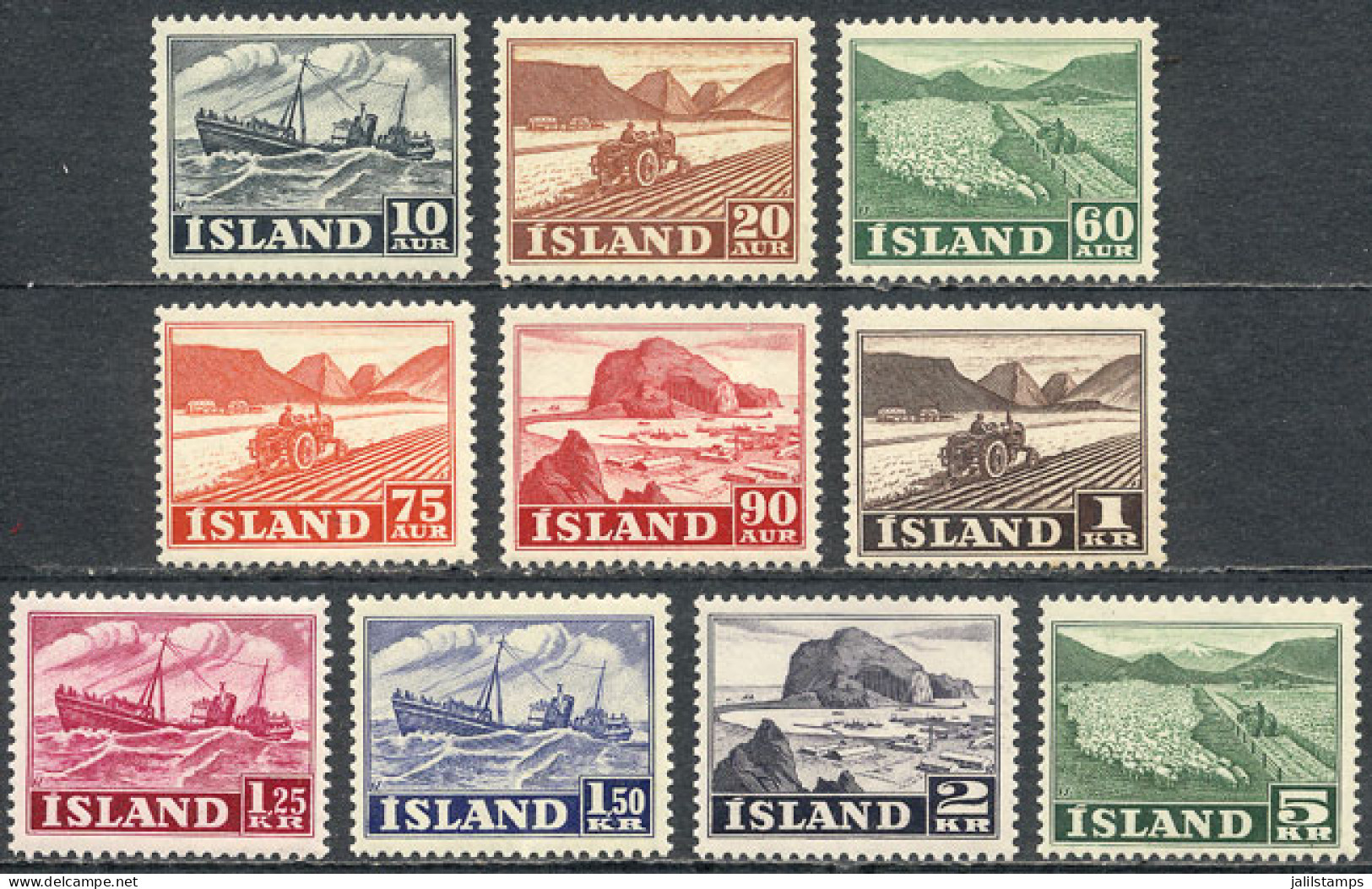 ICELAND: Sc.258/268 (without 260 Or 257), The 10 Values Issued In 1950, MNH, Excellent Quality, Catalog Value US$150 - Otros & Sin Clasificación