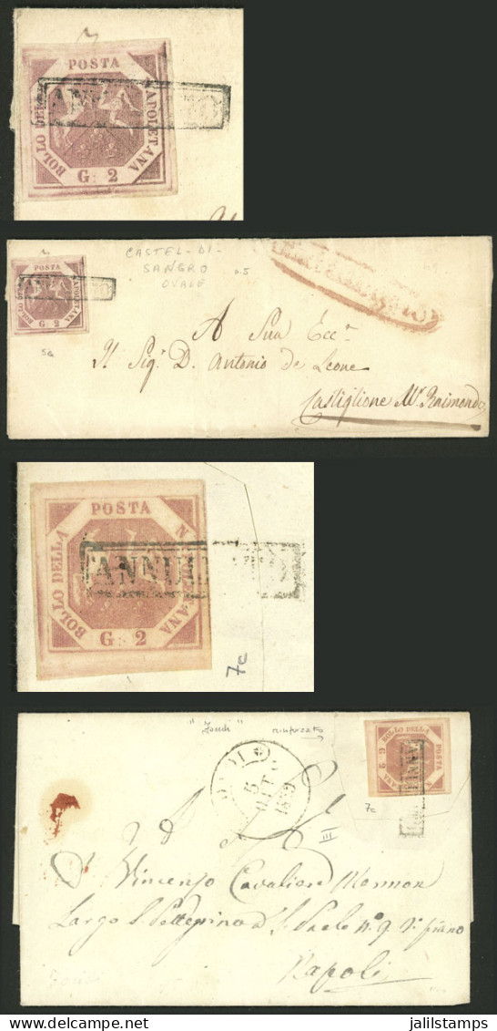 ITALY: Sc.3, 1858 3g. Franking A Folded Cover + An Entire Letter (in This Case, It Was Cut Out And The Fragment With The - Non Classés