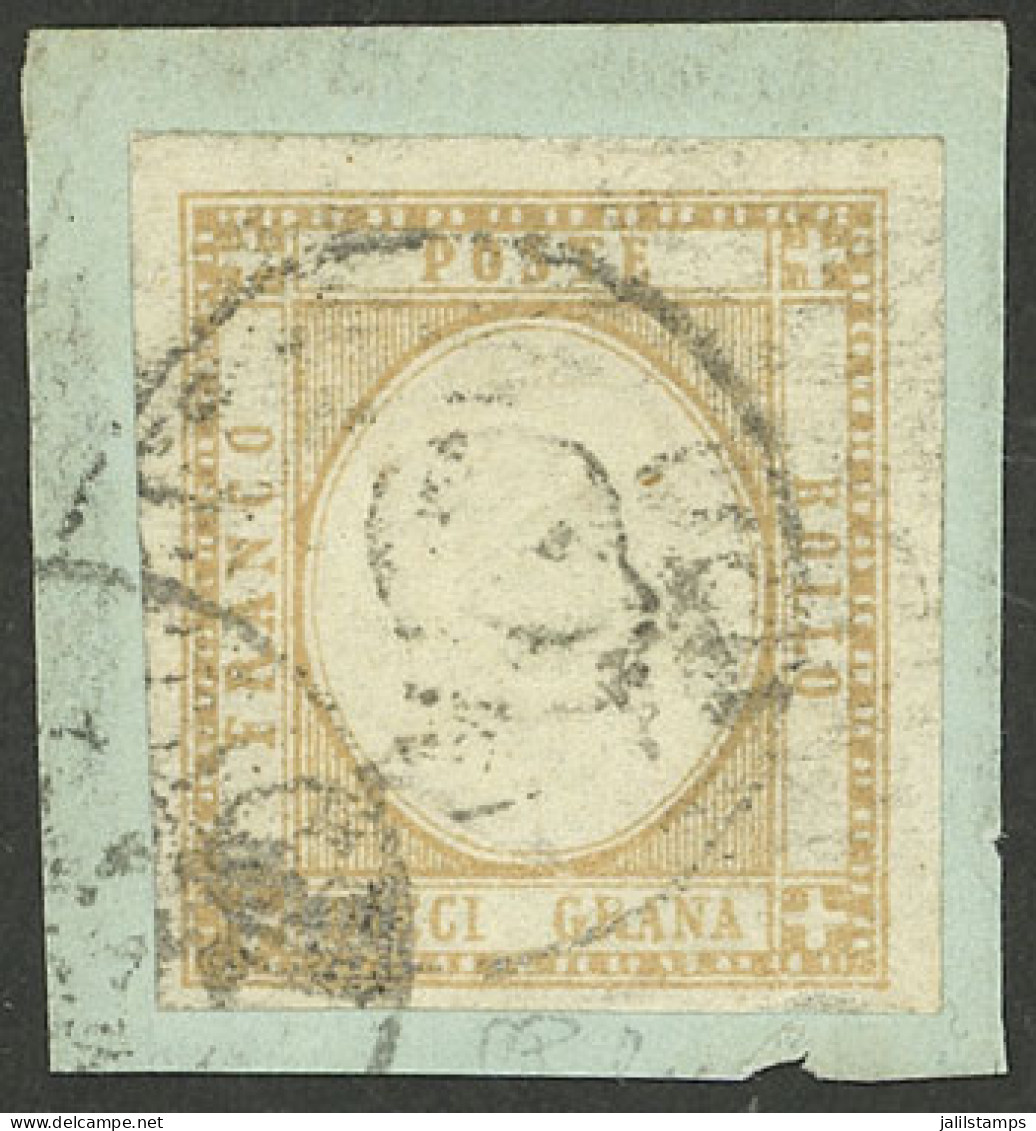 ITALY: Sc.25a, 1861 10g. Ocher, Used On Fragment, Very Fine Quality! - Sin Clasificación