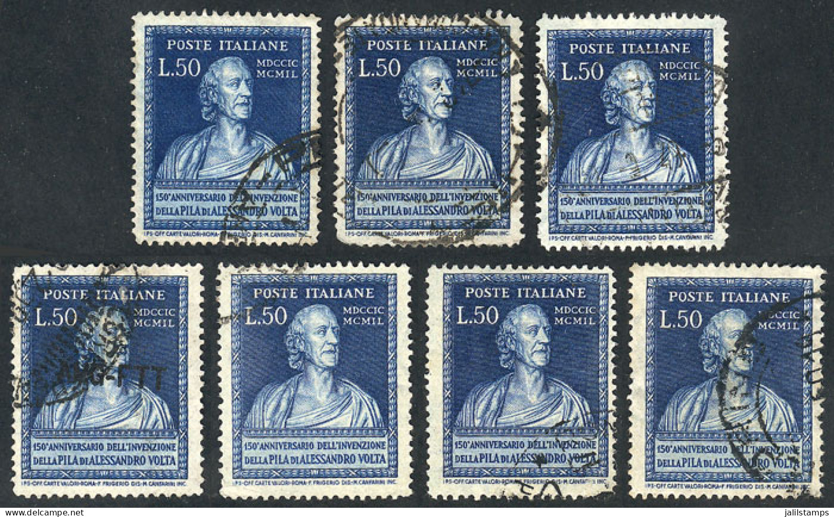 ITALY: Yvert 550, 1949 Volta 50L., 7 Used Examples Of VF Quality, Catalog Value Euros 259 - Sin Clasificación