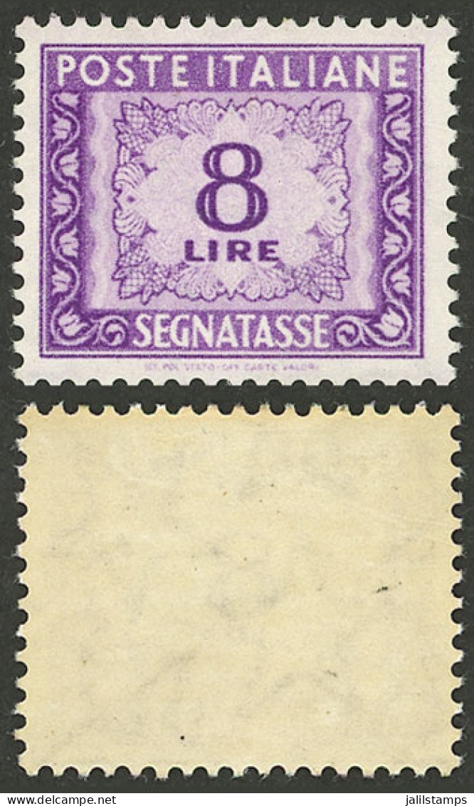 ITALY: Yvert 80, 1955/6 8L. Lilac, With "multiple Stars" Watermark, Mint Lightly Hinged, Very Fine Quality!" - Non Classés