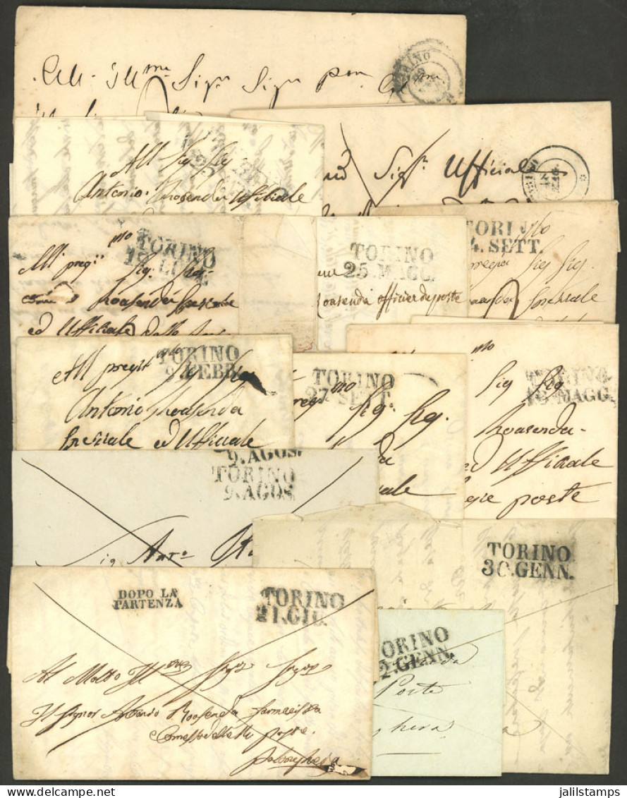 ITALY: 13 Pre-stamp Or Stampless Letters (apparently They Are All Entire Letters) Sent From TORINO To Polonghera, Attrac - Ohne Zuordnung