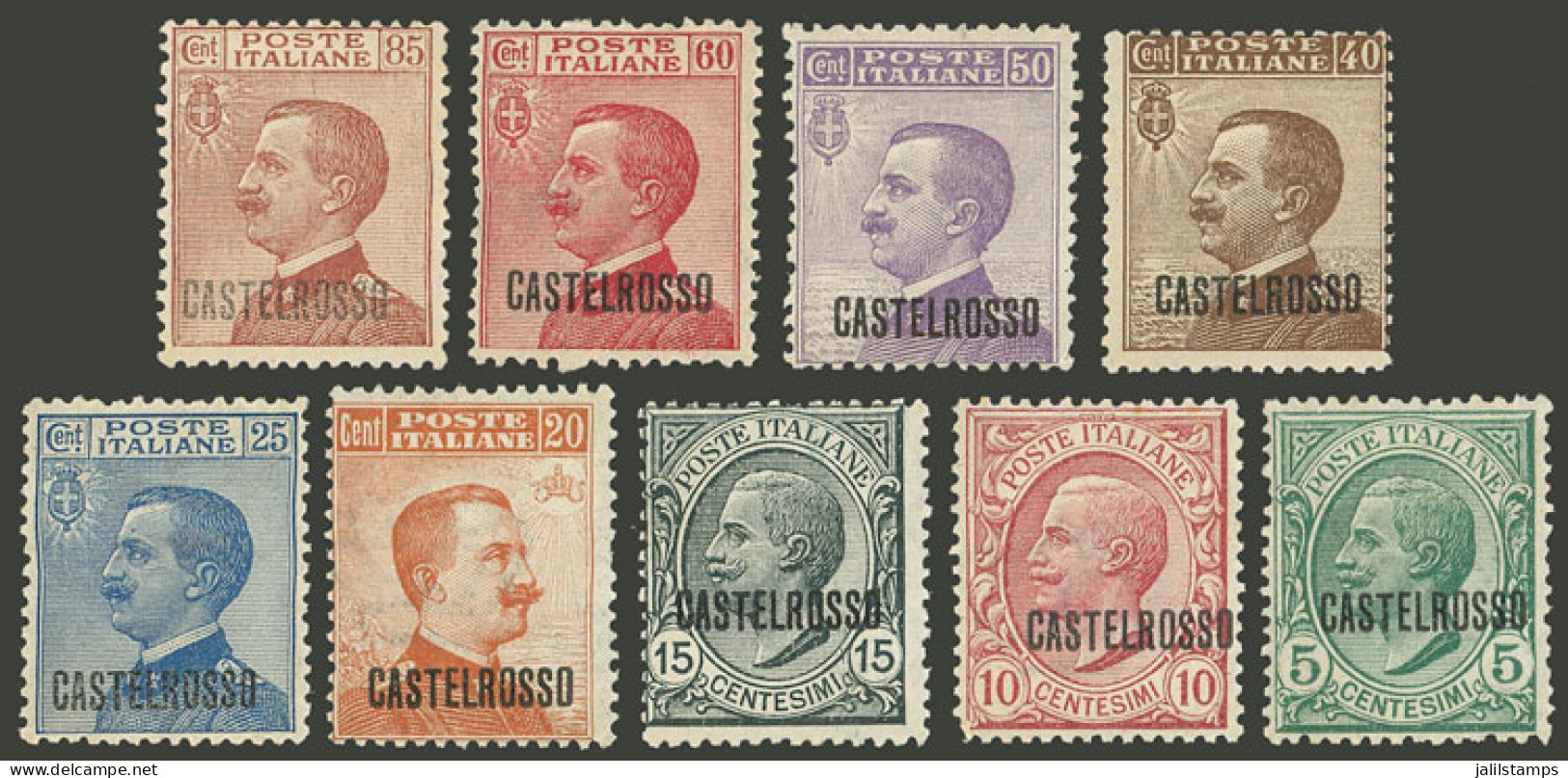 ITALY - CASTELROSSO: Sc.51/59, 1922 Complete Set Of 9 Overprinted Values, Mint Lightly Hinged, VF Quality! - Castelrosso