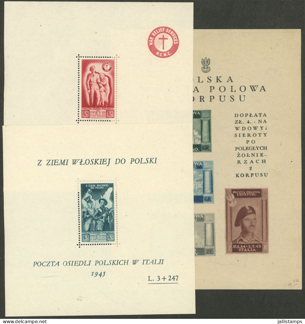 ITALY - POLISH CORP: 3 Handsome Souvenir Sheets, The 2 Perforated Are MNH And Of Very Fine Quality, The Other One With S - 1946-47 Zeitraum Corpo Polacco