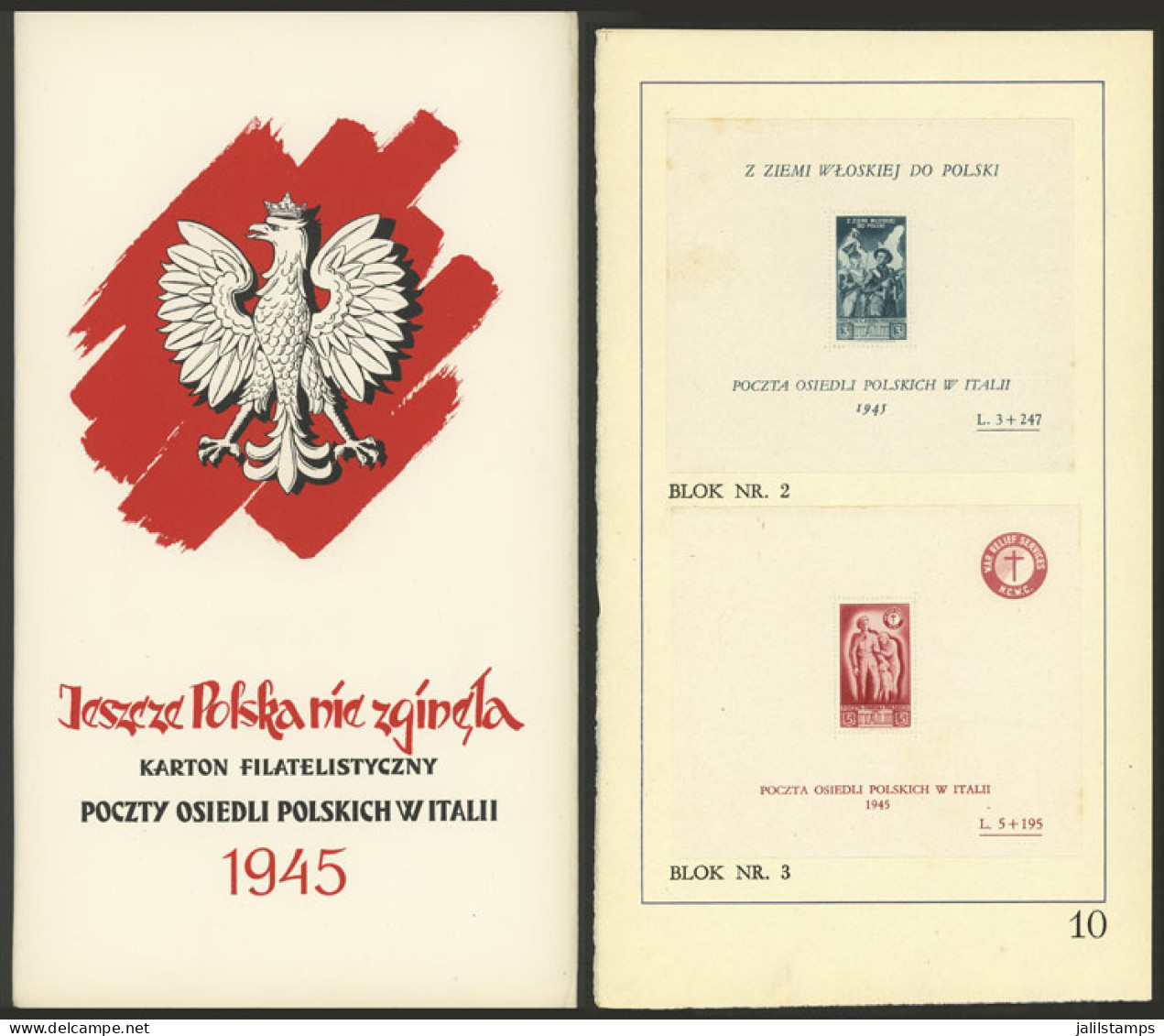 ITALY - POLISH CORPS: Fundraising Folder With 10 Pages Containing 4 Stamps And 3 Souvenir Sheets (glued), Excellent Qual - 1946-47 Período Del Corpo Polacco