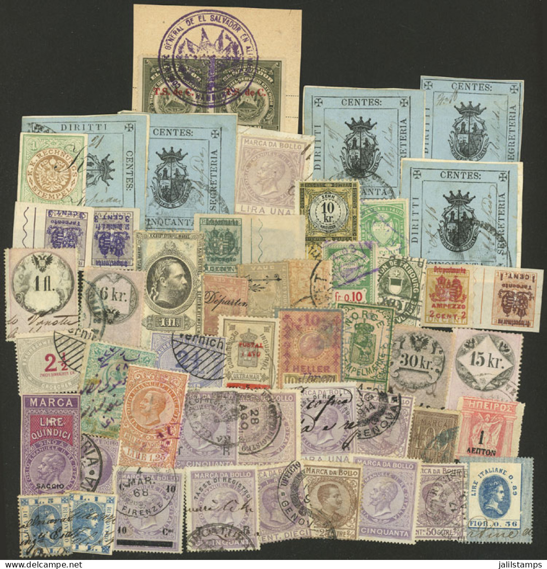 ITALY + WORLDWIDE: Interesting Lot Of Varied Revenue Stamps, Fine General Quality - Ohne Zuordnung