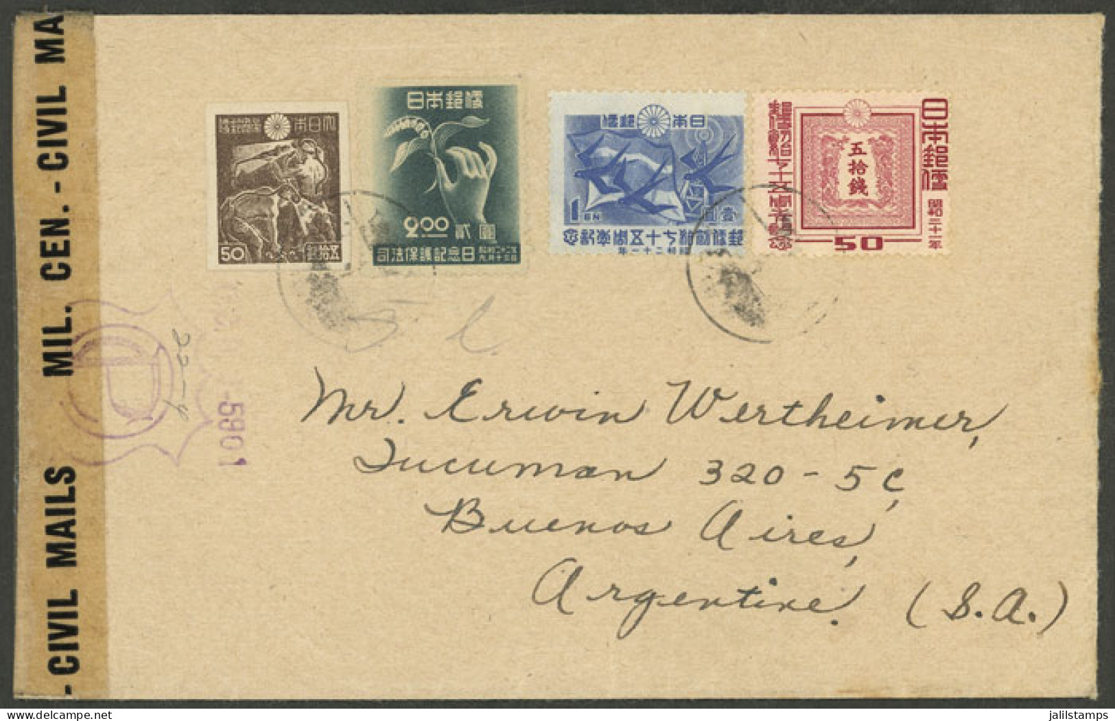 JAPAN: Cover Sent To Argentina With Attractive Franking, Censored, And With Arrival Mark Of Buenos Aires 16/JUN/1948 On  - Sonstige & Ohne Zuordnung