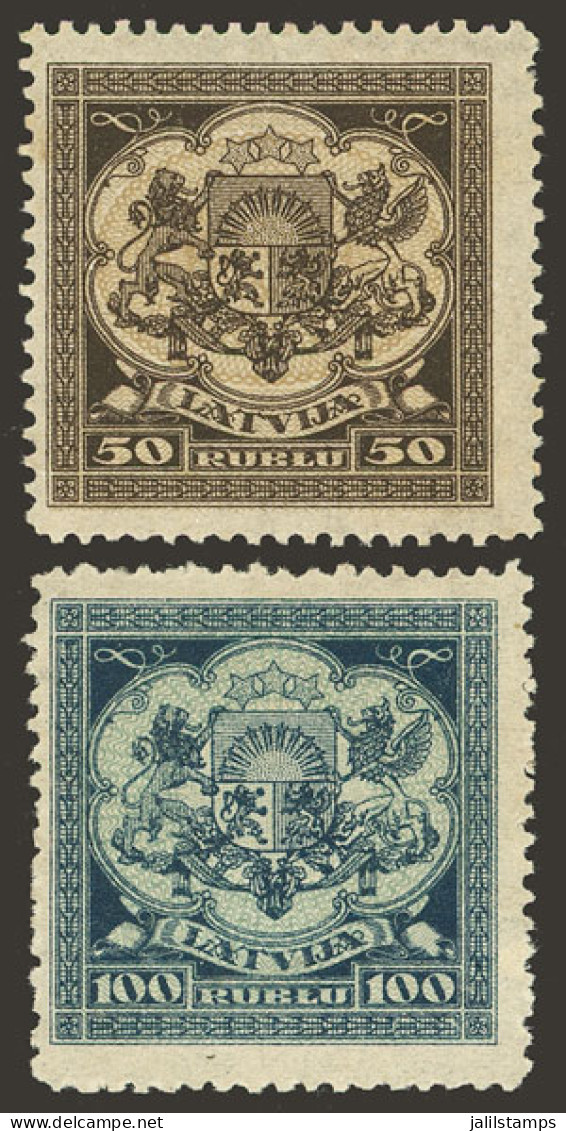 LATVIA: Sc.111/112, 1922 Complete Set Of 2 MNH Values, VF Quality! - Latvia