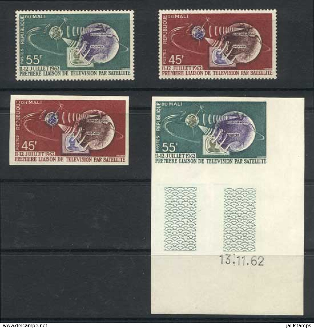 MALI: Yvert 41/42, 1962 First Satellite Television Transmission, Set Of 2 Values Perforated And IMPERFORATE, VF Quality! - Malí (1959-...)