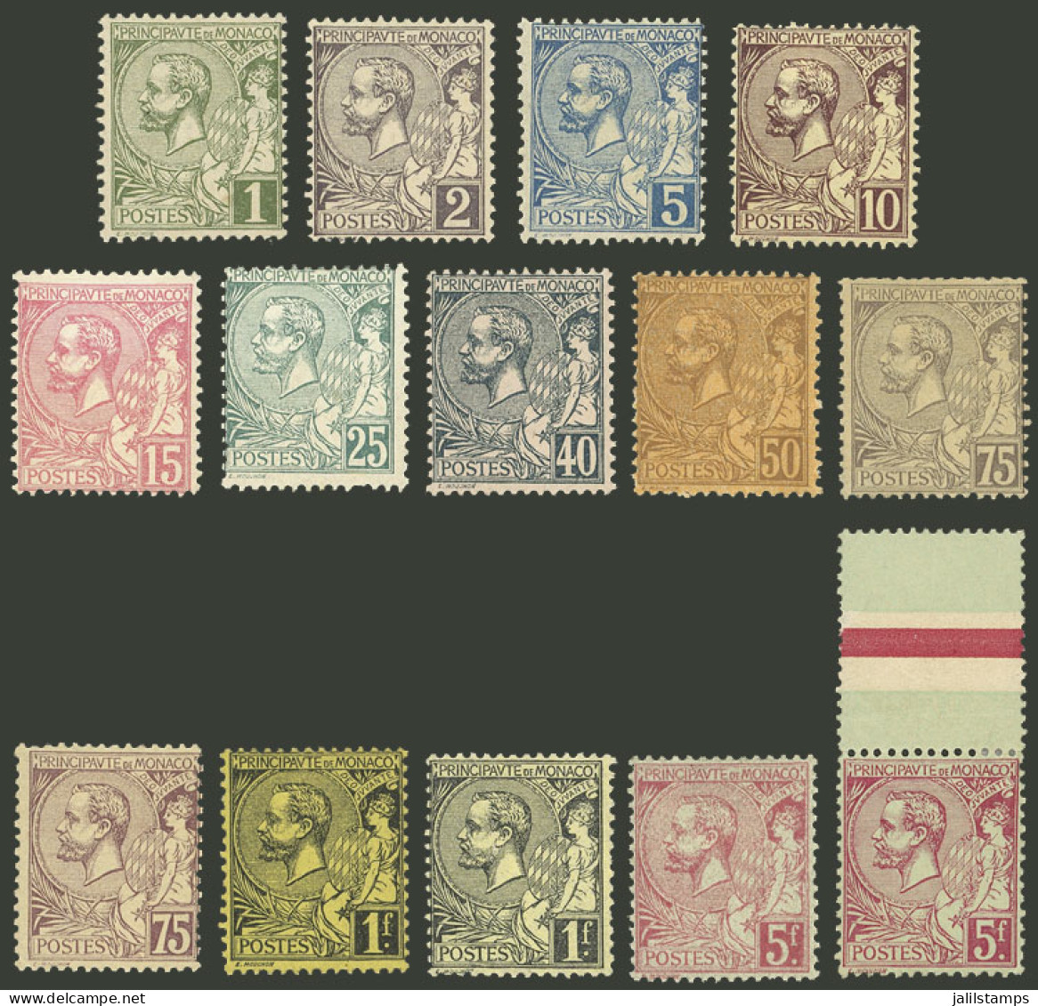 MONACO: Yvert 11/21 + 19a + 21a, 1891/4 Complete Set Of 11 Values + 2 Color Varieties, Mint, Very Fine Quality! - Other & Unclassified