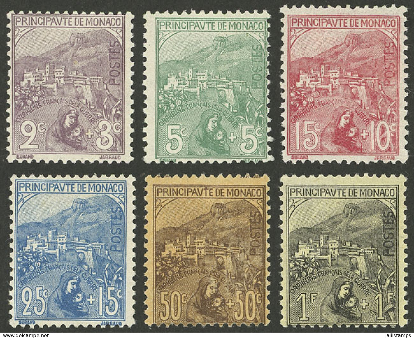 MONACO: Yvert 27/32, 1919 War Orphans, The First 6 Values Of The Set Of 7, Mint, Very Fine Quality! - Otros & Sin Clasificación
