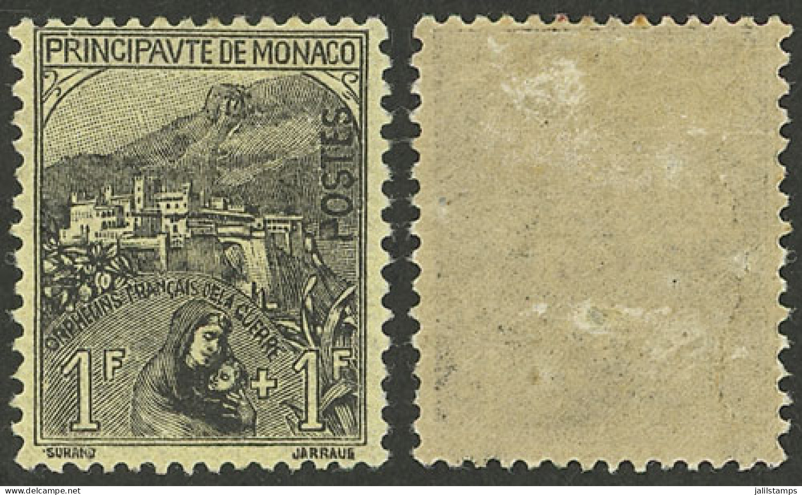 MONACO: Yvert 32, 1919 1Fr. + 1Fr. War Orphans, Very Fine Quality! - Autres & Non Classés