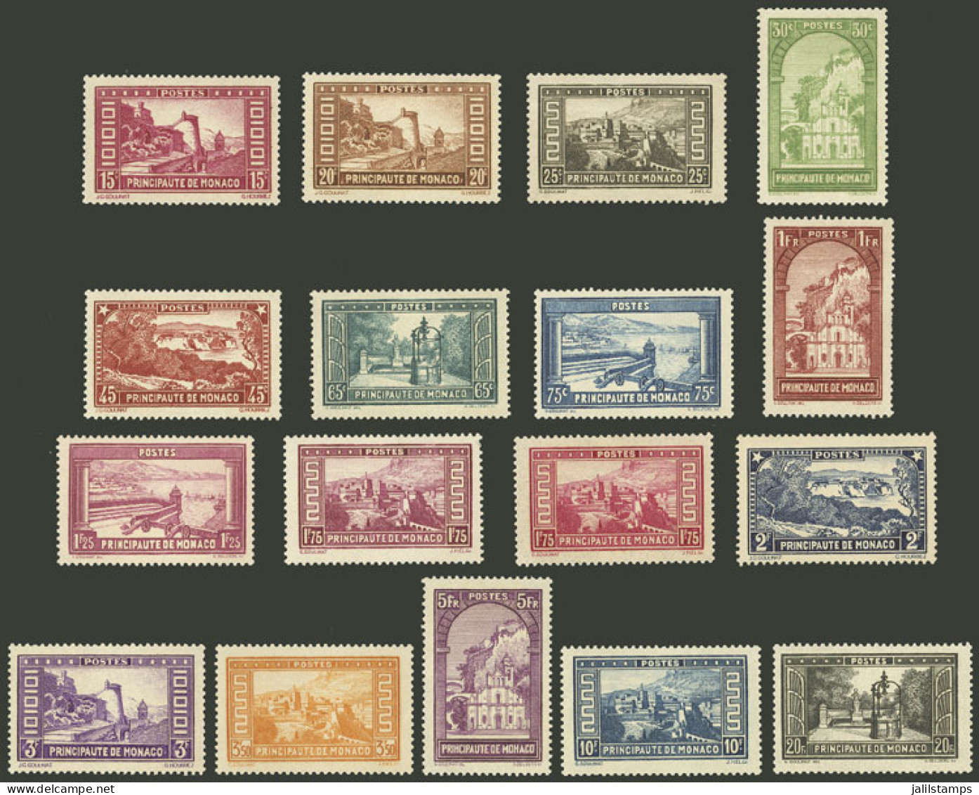 MONACO: Yvert 119/34, 1933/7 Complete Set Of 17 Mint Values, Very Fine Quality! - Sonstige & Ohne Zuordnung