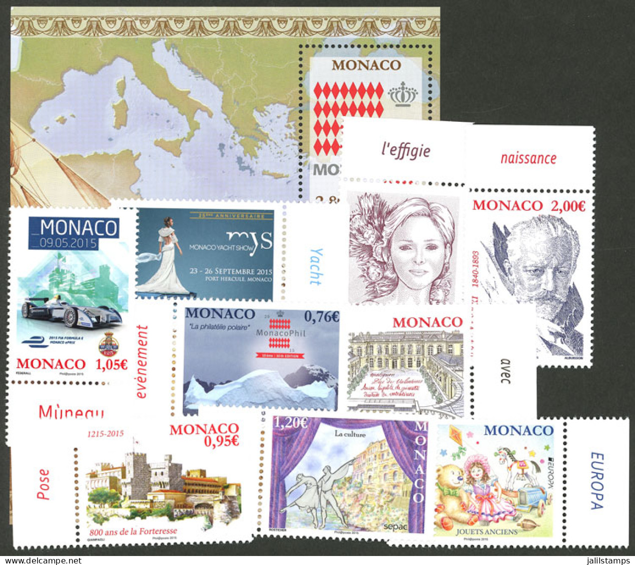 MONACO: Small Lot Of Modern Stamps + 1 Souvenir Sheet, MNH And Of Excellent Quality! - Other & Unclassified