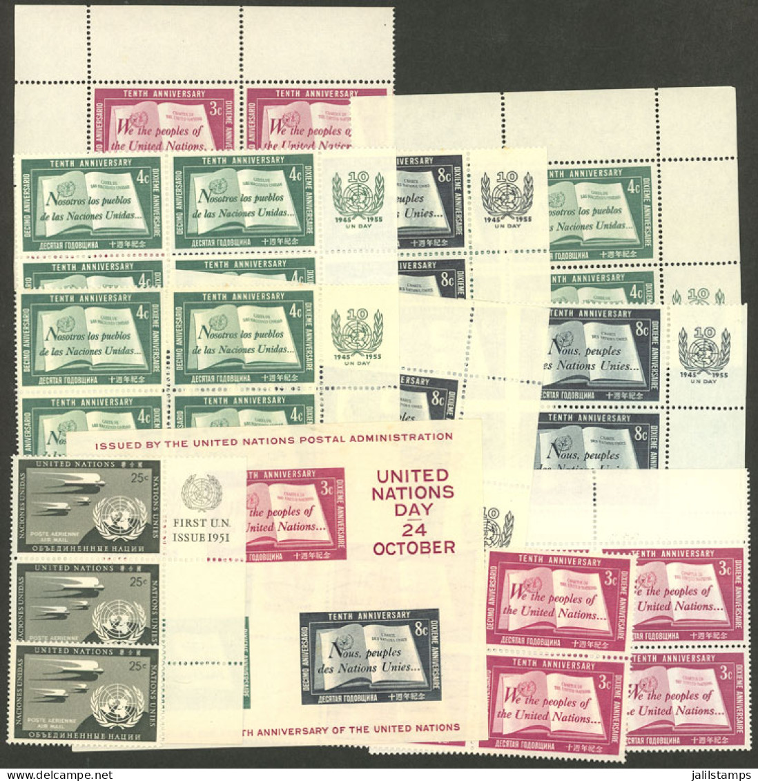 UNITED NATIONS: Small Lot Of Sets And S.sheet 1, Mint With Light Hinge Marks Or MNH, One With Minor Defects, Very Low St - Otros & Sin Clasificación