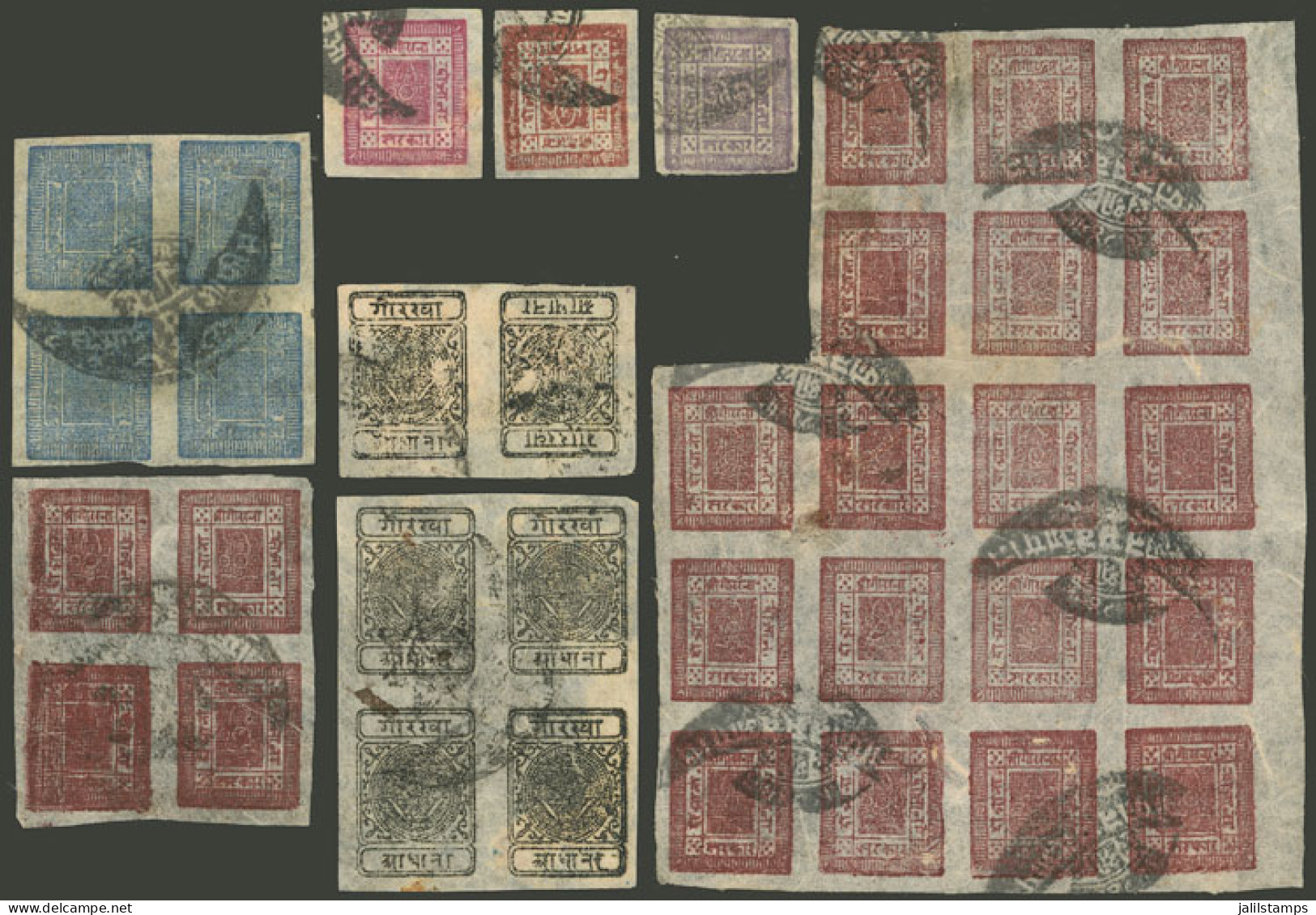 NEPAL: Sc.10 + Other Values, Lot Of Used Stamps Issued Between 1898 And 1917, Including Pairs, Blocks Of 4 Or Larger, Al - Nepal