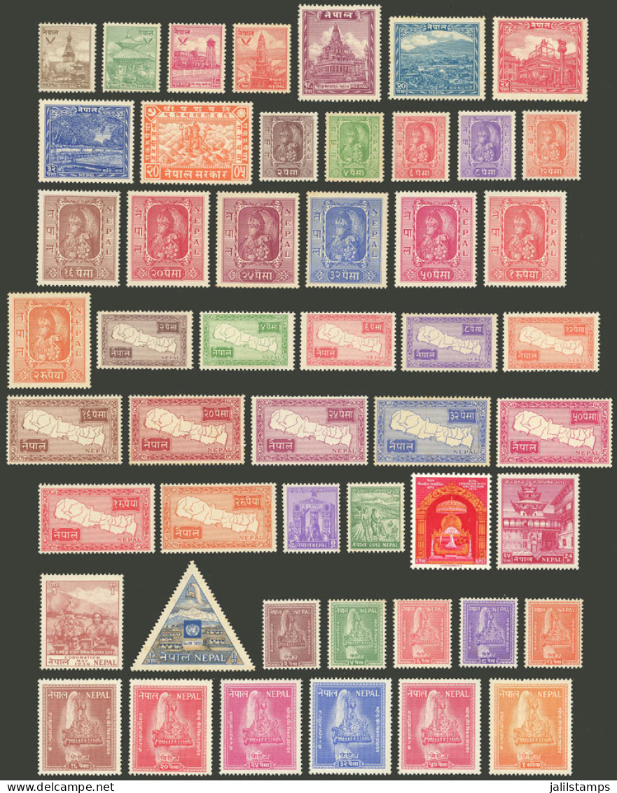 NEPAL: Sc.51/123 + C1 + O1/O11, Stamps Issued Between 1949 And 1959, Mint, Many MNH, Some With Light Stain Spots On The  - Nepal