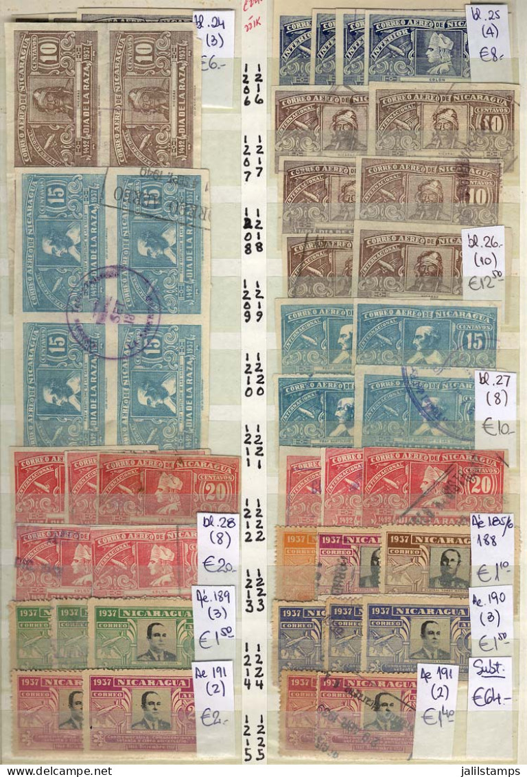 NICARAGUA: Large Stock Of Airmail Stamps, Used And Mint (between 166 And 952, Incomplete), Acceptable Amount Of Each Val - Nicaragua