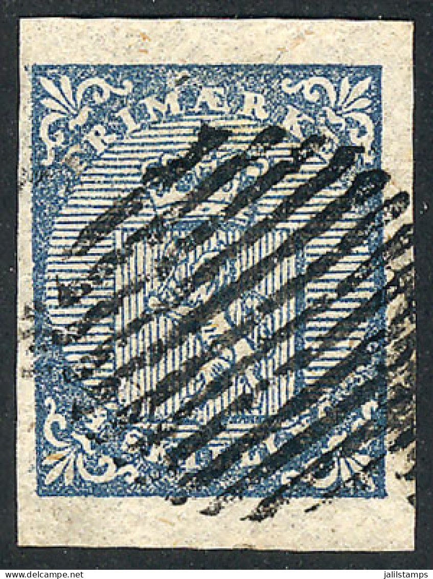 NORWAY: Sc.1, 1855 4s. Blue, Used, Wide Margins, VF Quality! - Sonstige & Ohne Zuordnung