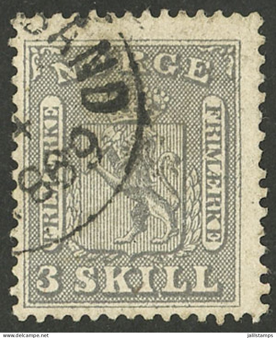 NORWAY: Sc.7, 1863 3s. Lilac Gray, Used, Very Fine Quality! - Altri & Non Classificati