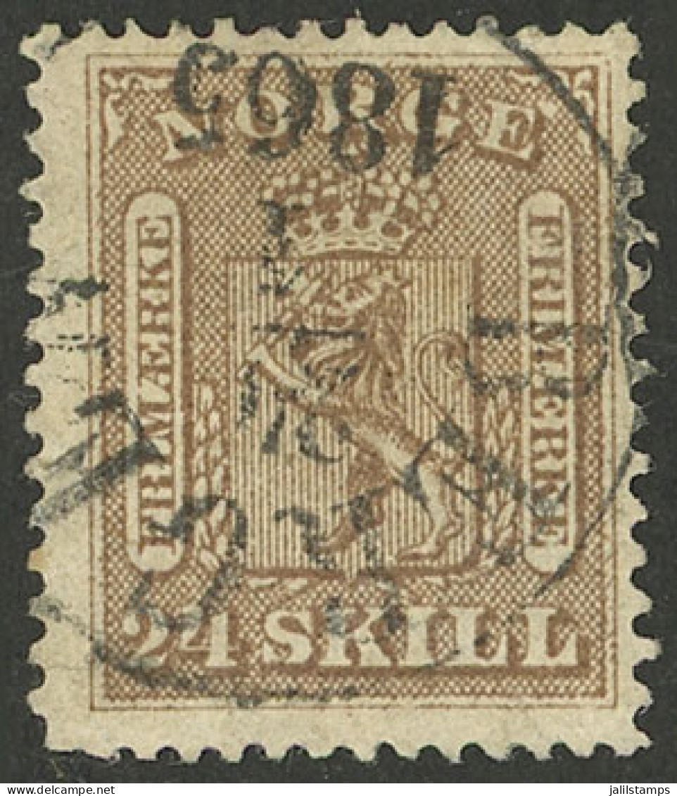 NORWAY: Sc.10, 1863 24s. Light Chestnut, Used, VF Quality! - Sonstige & Ohne Zuordnung