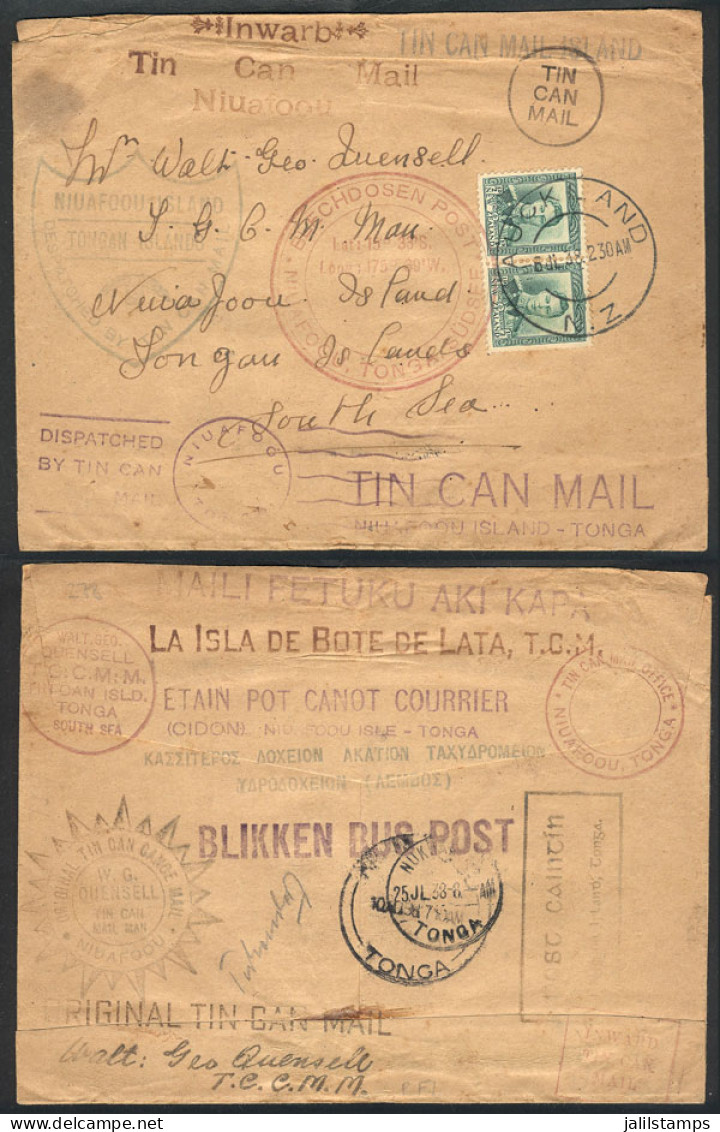 NEW ZEALAND: Cover Sent From Auckland To Niuafoou (Tonga) On 6/JUL/1938, With A Number Of Marks On Front And Back Of The - Otros & Sin Clasificación