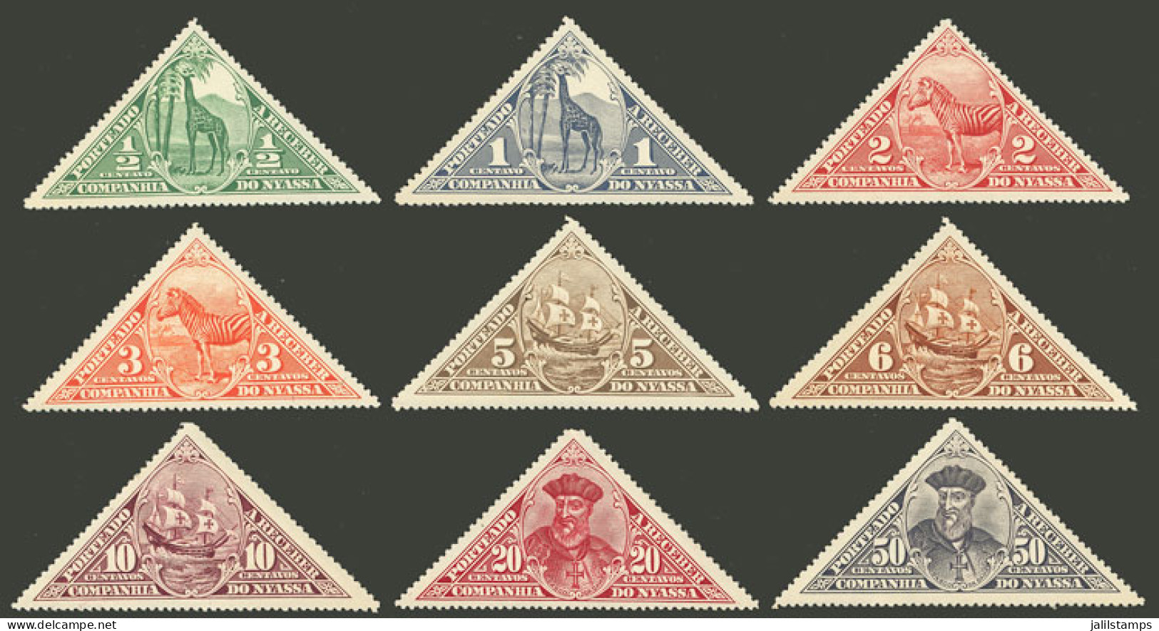 NYASSA: Sc.J1/J9, 1924 Animals, Ships Etc., Complete Set Of 9 MNH Values, Excellent Quality! - Nyassaland