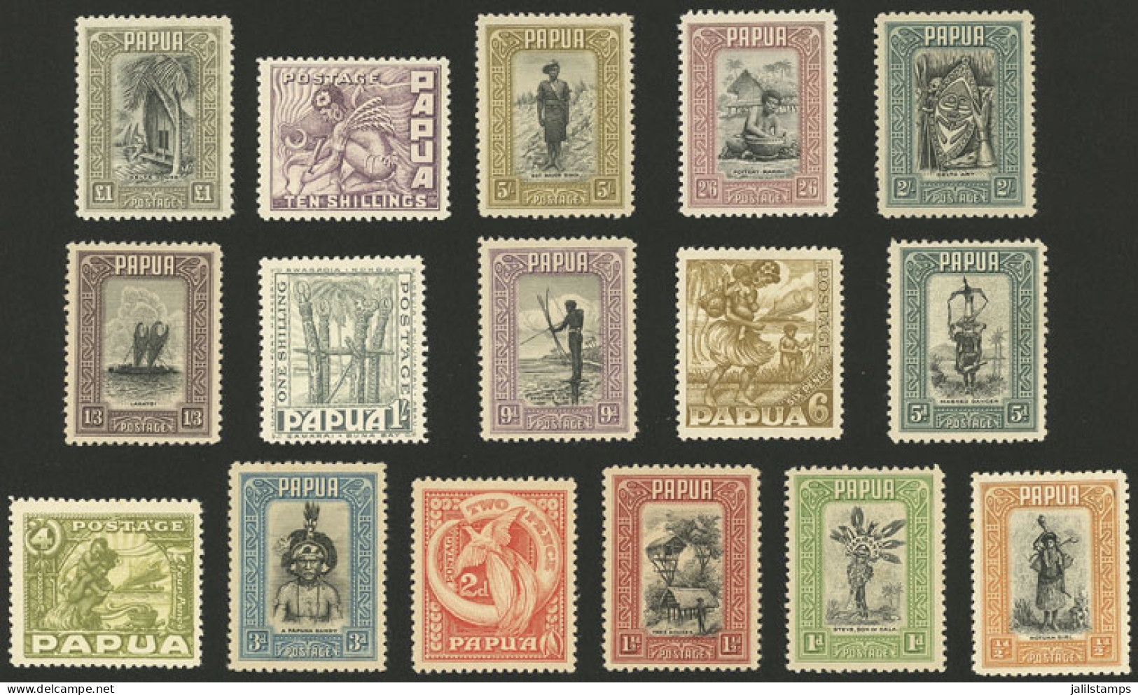 PAPUA: Sc.94/109, 1932 Complete Set Of 16 Values, Mint Lightly Hinged, Very Fine Quality! - Papua-Neuguinea