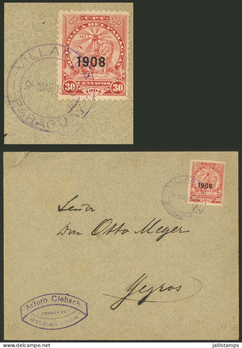 PARAGUAY: 9/MAR/1908 VILLA RICA - Yegros, Cover Franked With 30c., Excellent Quality! - Paraguay