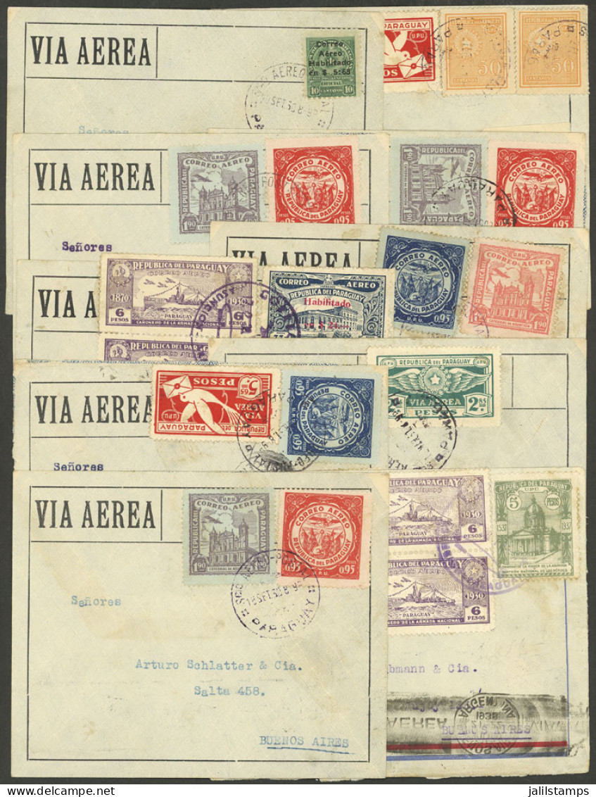 PARAGUAY: 10 Airmail Covers Sent By AEROPOSTA ARGENTINA S.A. To Argentina Between 1930 And 1939, Excellent Quality, Low  - Paraguay