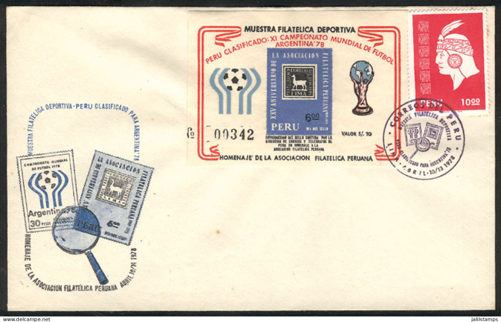 PERU: Cover With Cinderella Commemorating The Football World Cup Argentina 78, VF Quality! - Vignetten (Erinnophilie)