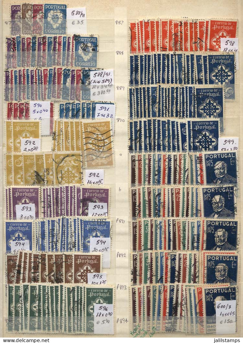 PORTUGAL: Large Stock Mounted On Stockbook, With Thousands Of Classified Stamps, Mostly Used (including Few Mint), Fine  - Other & Unclassified